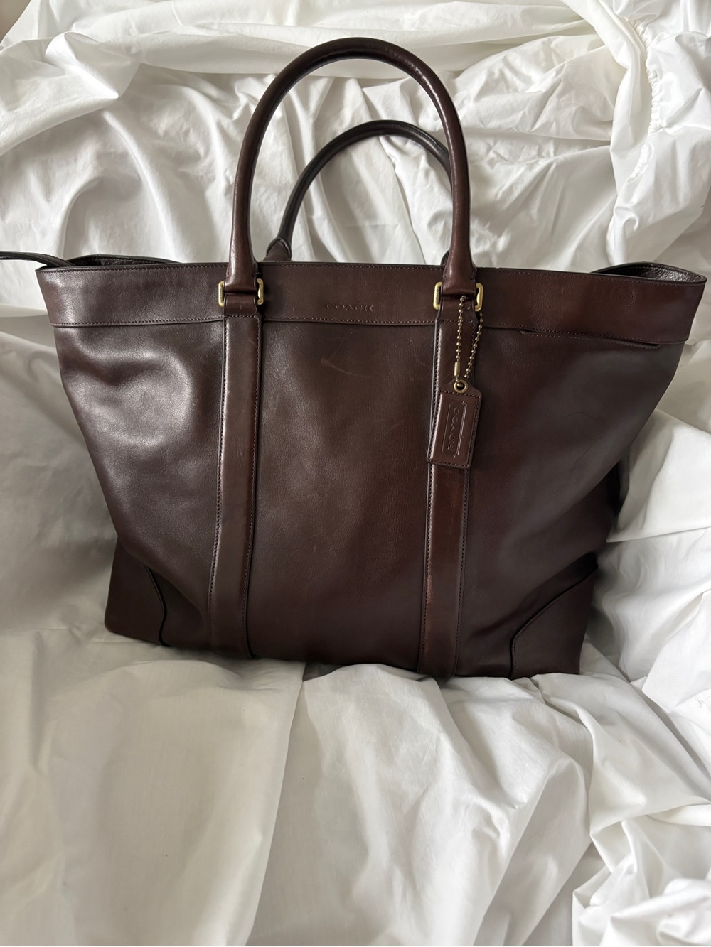 Coach Bleecker Legacy Leather Weekend Tote 70487 Dark Brown